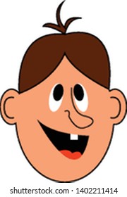 Man with one tooth hand drawn design, illustration, vector on white background.