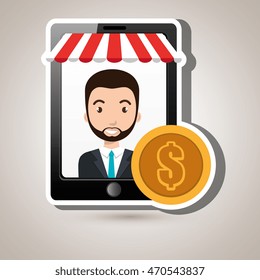 man online market money vector illustration graphic