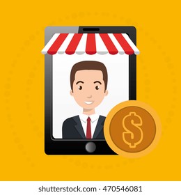 man online market money vector illustration graphic