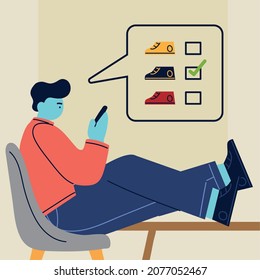 man online shopping process by smartphone