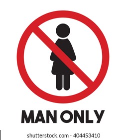 Man Only Vector Icon - Women Prohibited
