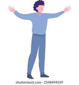 Man with open arm wide vector business people icon