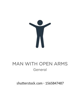 Man with open arms icon vector. Trendy flat man with open arms icon from general collection isolated on white background. Vector illustration can be used for web and mobile graphic design, logo, eps10