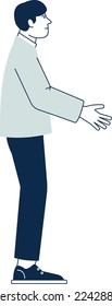 Man with open arms side view. Catching person