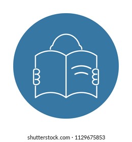 a man with an open book icon. Element of books and magazines icons for mobile concept and web apps. Badge style a man with an open book icon can be used for web and mobile apps on white background