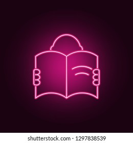 a man with an open book icon. Elements of Books and magazines in neon style icons. Simple icon for websites, web design, mobile app, info graphics