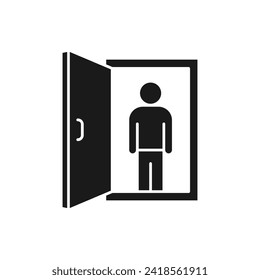 Man open the door icon flat style isolated on white background. Vector illustration