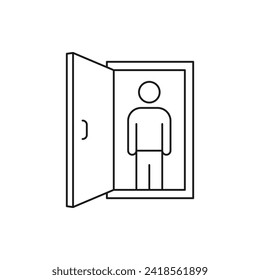 Man open the door icon line style isolated on white background. Vector illustration