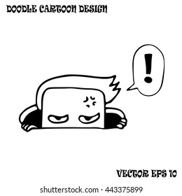 A man open head from sewer  , Cartoon character by doodle hand drawing style