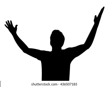 man open his arms, silhouette vector