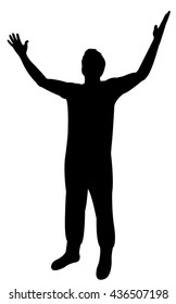 man open his arms, silhouette vector