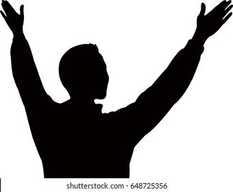 man open his arms, silhouette vector