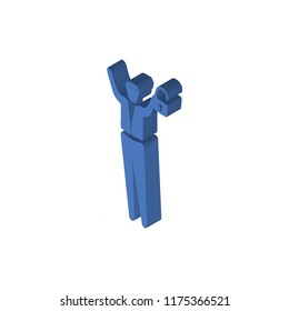 Man with Open Lock isometric left top view 3D icon