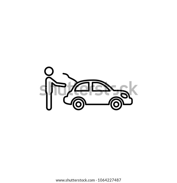 a man with an open trunk of a car icon.\
Element of Car sales and repair for mobile concept and web apps.\
Thin line  icon for website design and development, app development\
on white background