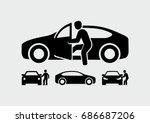 Man opening car door vector icon 