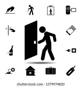 man opens the door icon. Simple glyph, flat vector element of universal icons set for UI and UX, website or mobile application