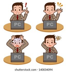 Man to operate the computer