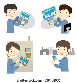 Man operates electronic equipment