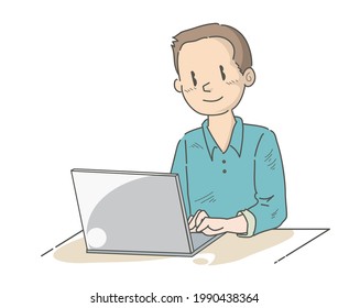 Man operating a laptop image