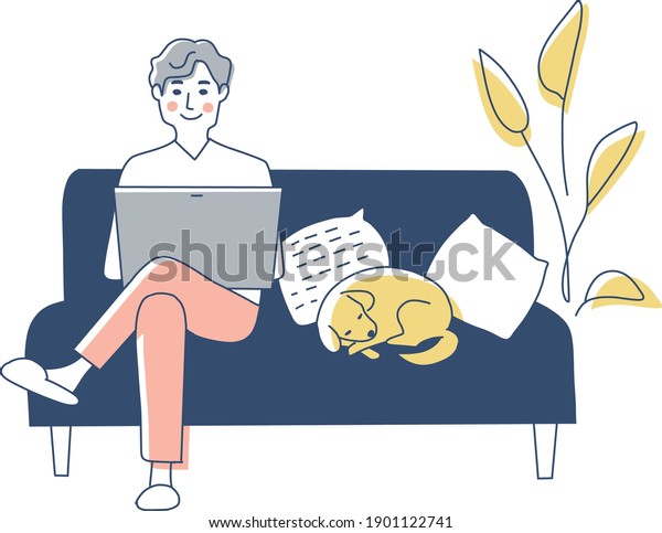 犬 パソコン のイラスト素材 画像 ベクター画像 Shutterstock