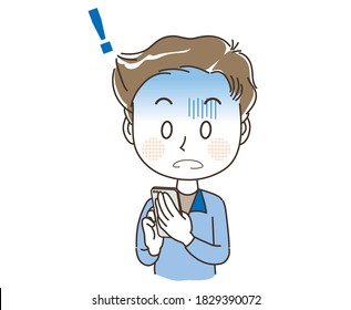 A man operating a mobile phone - Surprise