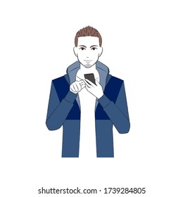 A man operating a smartphone