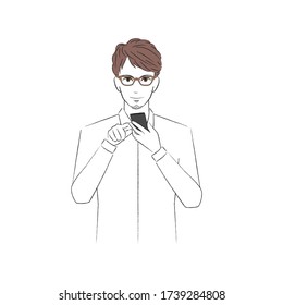 A man operating a smartphone