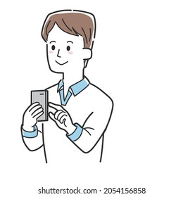 A man operating a smartphone