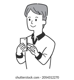 Ein Mann, der ein Smartphone bedient
