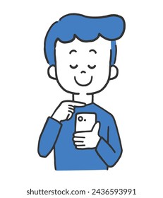 A man operating a smartphone illustration