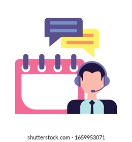 man operator with headphones, customer service vector illustration design