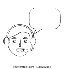man operator portrait headset and speech bubble
