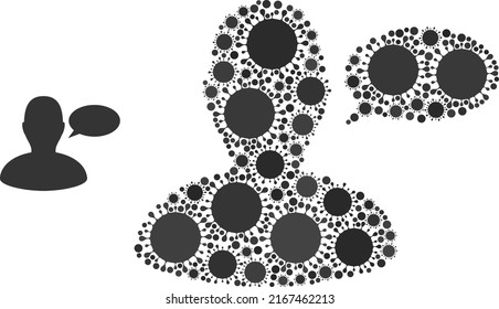 Man opinion mosaic icon. Vector mosaic organized with random contagious parts. Virus cell mosaic man opinion icon. Man opinion mosaic for medical templates.