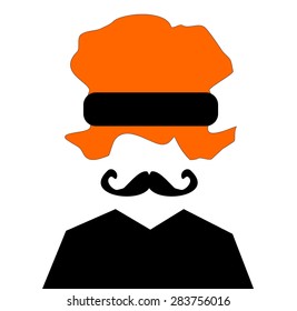 man with orange afro and handlebar mustache