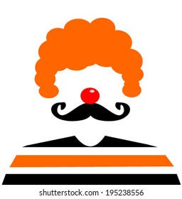 man with orange hair and clown nose