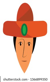 Mann mit orangefarbenem Hut, Vektorgrafik oder Farbgrafik