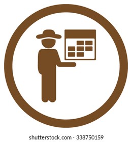 Man Organizer vector icon. Style is flat rounded symbol, brown color, rounded angles, white background.