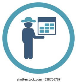 Man Organizer vector icon. Style is bicolor flat rounded symbol, cyan and blue colors, rounded angles, white background.