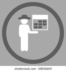 Man Organizer vector icon. Style is bicolor flat rounded symbol, dark gray and white colors, rounded angles, silver background.