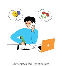 A man Organizing events with precision, event planner character illustration