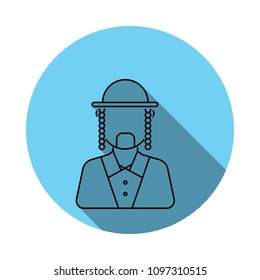 Man Ortodox Jew avatar icon. Elements of avatar in flat blue colored icon. Premium quality graphic design icon. Simple icon for websites, web design, mobile app, info graphics on white background