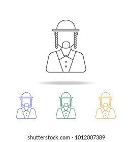 Man Ortodox Jew avatar multicoloured icons. Element of profession avatar of for mobile concept and web apps. Thin line  icon for website design and development, app development on white background