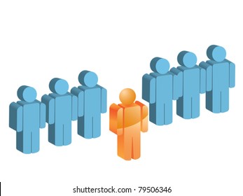 A man out of the group in the queue