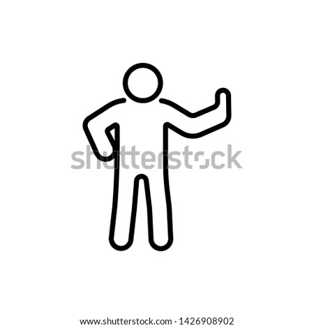 Man outline icon made gesture hand stop isolated