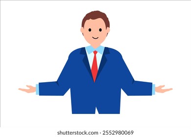 Man with outstretched arms. Vector simple color flat illustration.