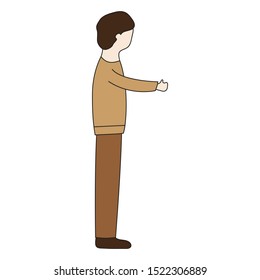 Man with outstretched hand on a white background