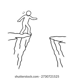 Homem sobre o abismo ícone de linha de vetor em um fundo branco.
Ícone de linha de vetor em um plano de fundo branco