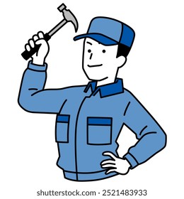 Man in overalls holding a hammer