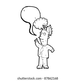 man with overheated brain cartoon