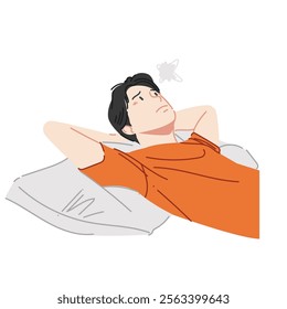 a man is overthinking before sleeping